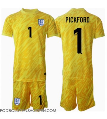 England Jordan Pickford #1 Målmand Udebanetrøje Børn EM 2024 Kortærmet (+ Korte bukser)